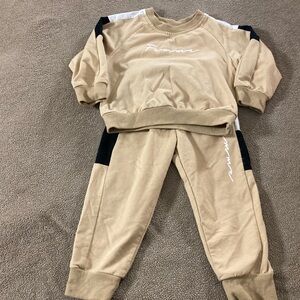 Kids Beige 'Femme' Sweater & Jogger Set